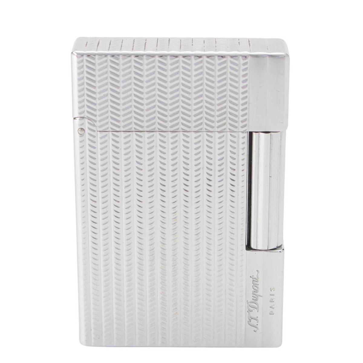 [DuPont] STDupont Gatsby Japan Limited Edition Chevron Chrome Decoration Gaslighter 18106 Silver [Used] [Authenticated and Guaranteed Authentic] 207266