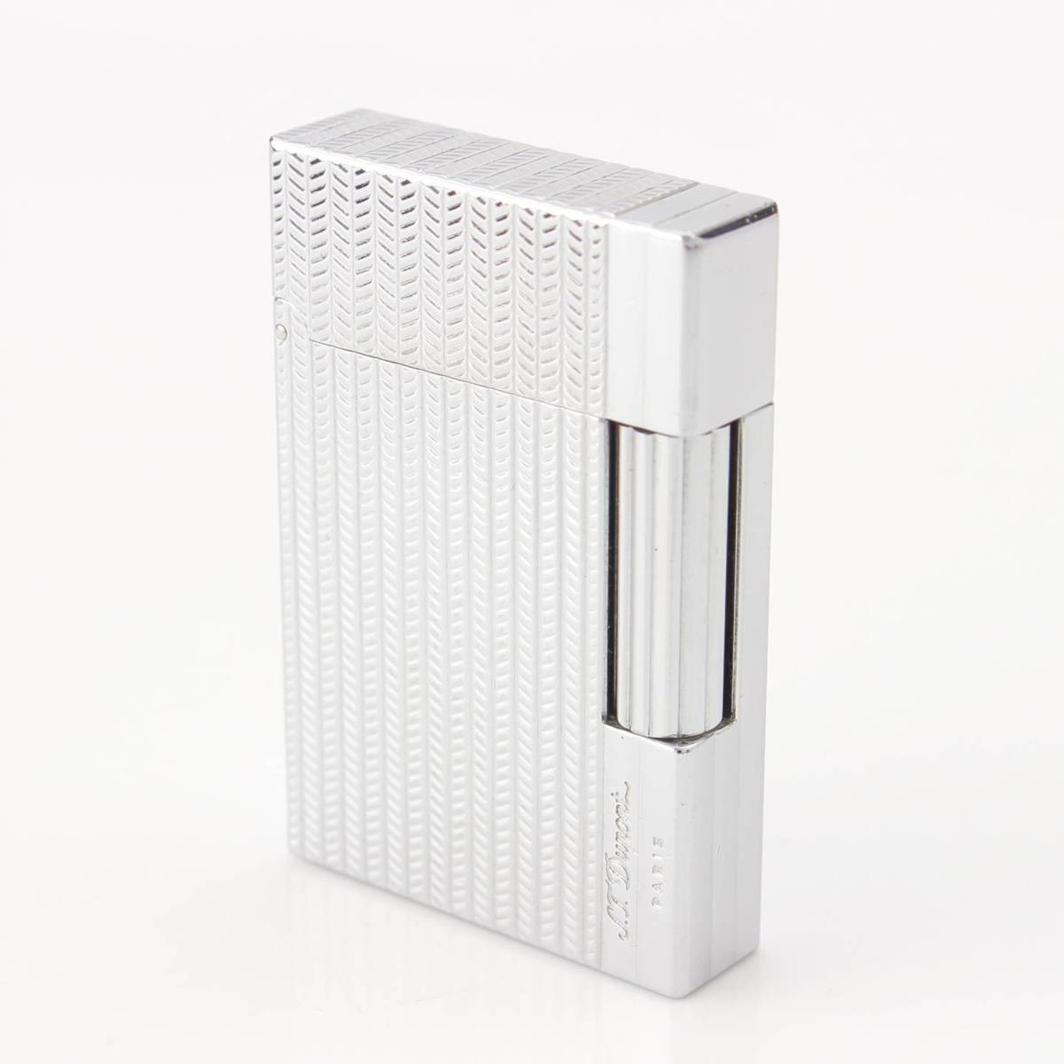 [DuPont] STDupont Gatsby Japan Limited Edition Chevron Chrome Decoration Gaslighter 18106 Silver [Used] [Authenticated and Guaranteed Authentic] 207266