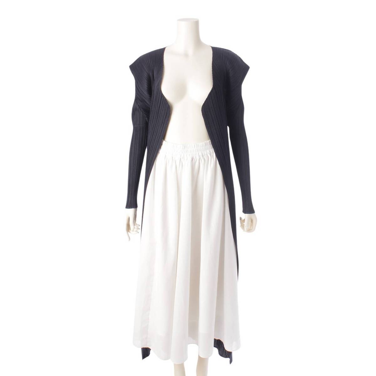 [Pleated Please Issey Miyake] PLEATS PLEASE ISSEY Buyer Checking Buttonless Long Sleeve Long Cardigan Tops PP05-JA001 Black 4 [Used] [Authenticated and Guaranteed Authentic] 207322