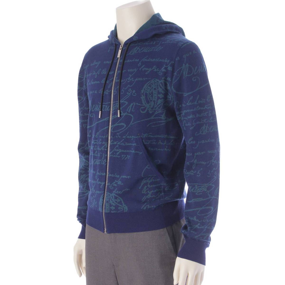 [Berluti] Berluti 20 Years Men's Zip-up Hoodie Scritto Top Long Sleeve R20KHL97YAEP Blue S [Used] [Authenticated and Guaranteed Authentic] 207378