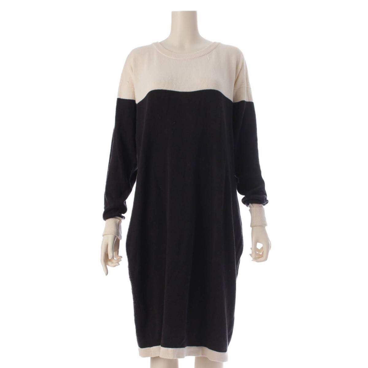 [Chanel] Chanel Cotton Knit Dress Top Bicolor Black x White [Used] [Authenticated/Genuine Product Guaranteed] 208062