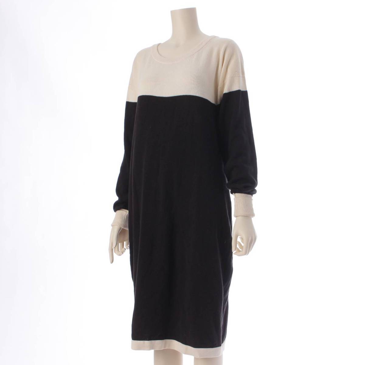 [Chanel] Chanel Cotton Knit Dress Top Bicolor Black x White [Used] [Authenticated/Genuine Product Guaranteed] 208062