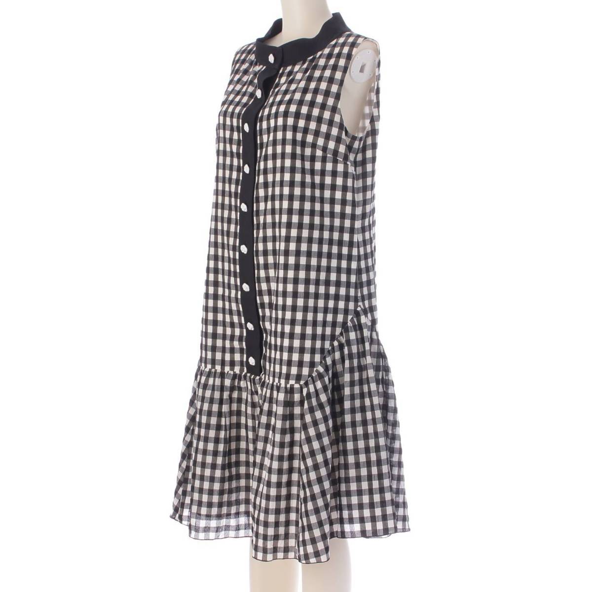 ELNEST CREATIVE ACTIVITY 23 years Sleeveless Gingham Check Flower one piece White black 38