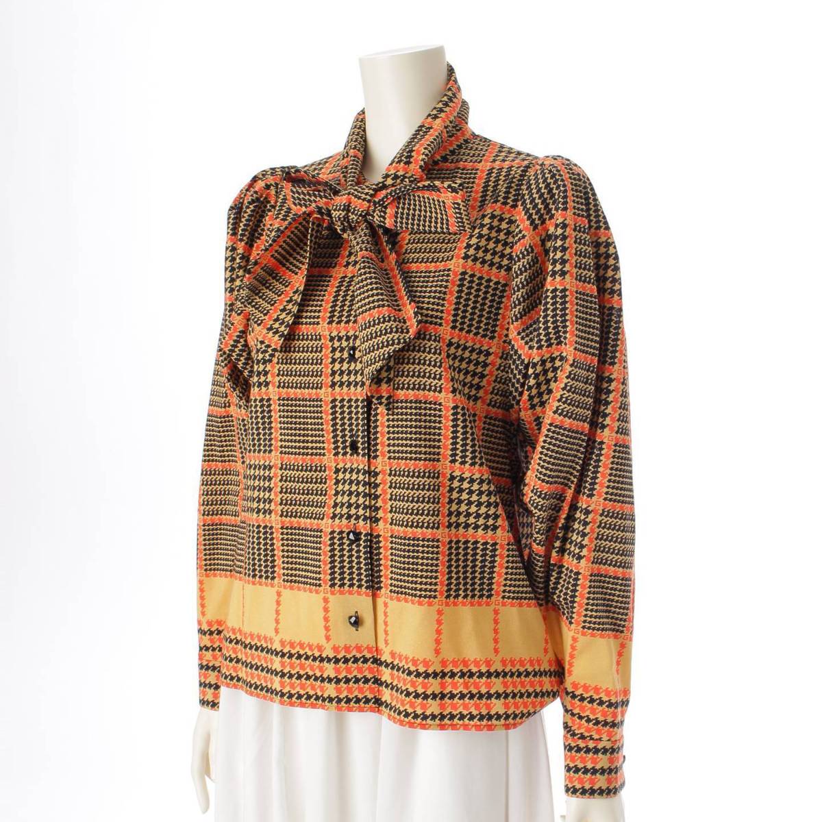 [Gucci] Gucci 2019 Houndstooth Wool Shirt Blouse 582260 Multicolor 36 [Used] [Authenticated and Guaranteed Authentic] 208463