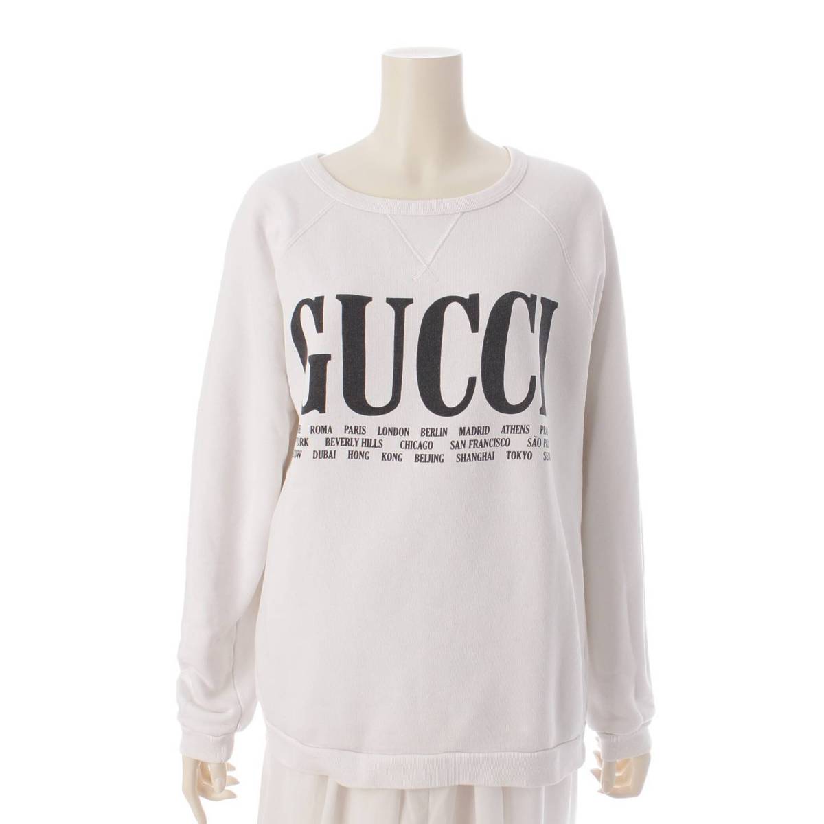 [Gucci] Gucci Front Logo Print Cotton Sweat Top 517139 White S [Used] [Authenticated and Guaranteed Authentic] 208465