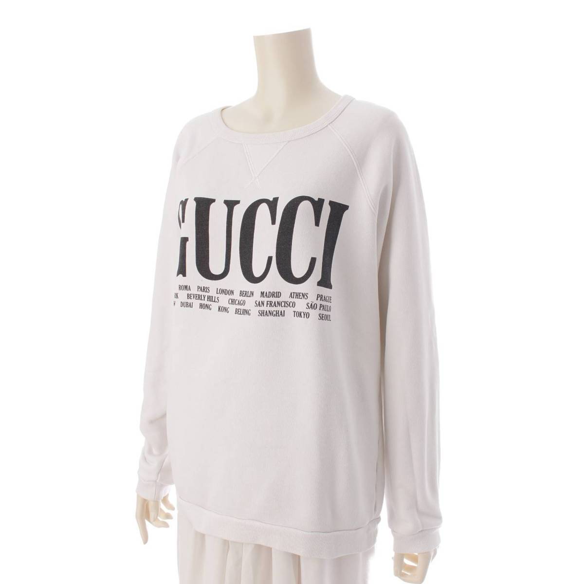 [Gucci] Gucci Front Logo Print Cotton Sweat Top 517139 White S [Used] [Authenticated and Guaranteed Authentic] 208465