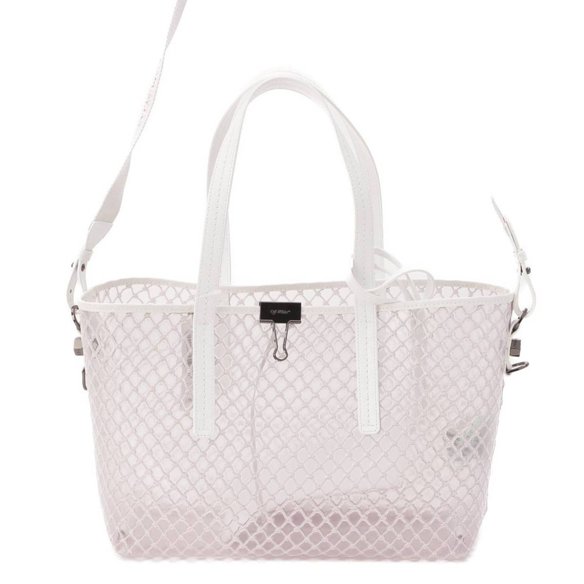 OFF-WHITE PVC Shopper clear skeleton net 2way Tote Bag white