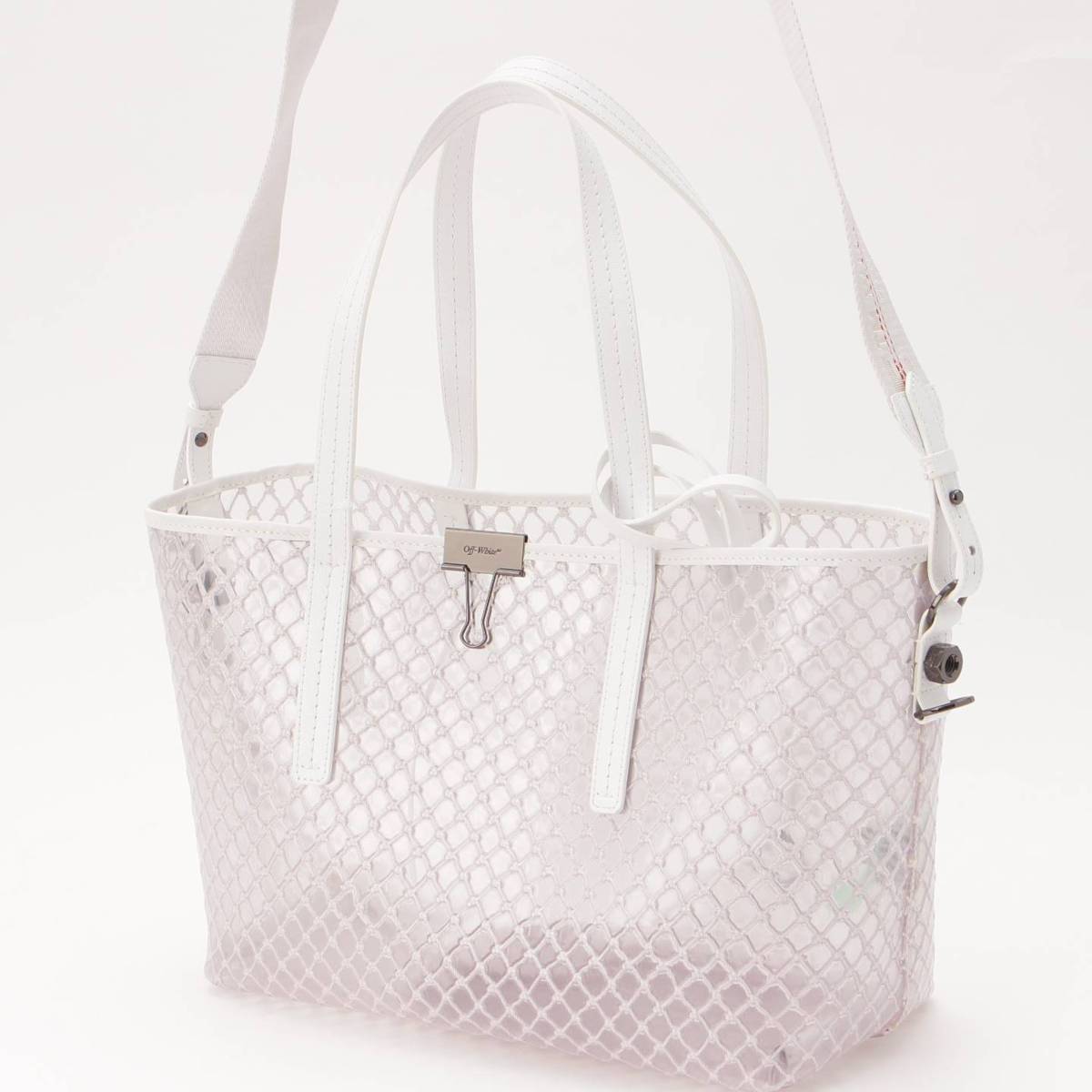 OFF-WHITE PVC Shopper clear skeleton net 2way Tote Bag white