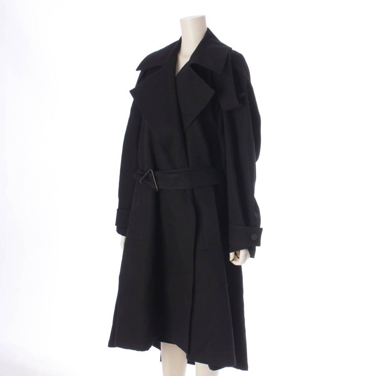 BOTTEGAVENETA 22Stainless Steel BELT-DETAILED OVERSIZED trench coat 702287  black 36