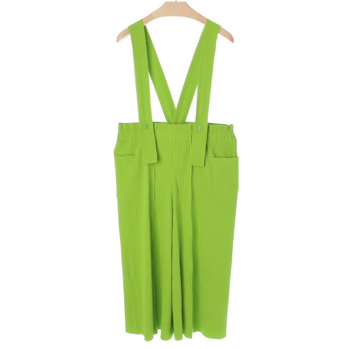 [me ISSEY MIYAKE] me ISSEY MIYAKE 24 years suspenders, waist belt, 2way Pleated pants, bottoms, light green, size 42 [Used] [Authenticated and guaranteed authentic] 209255