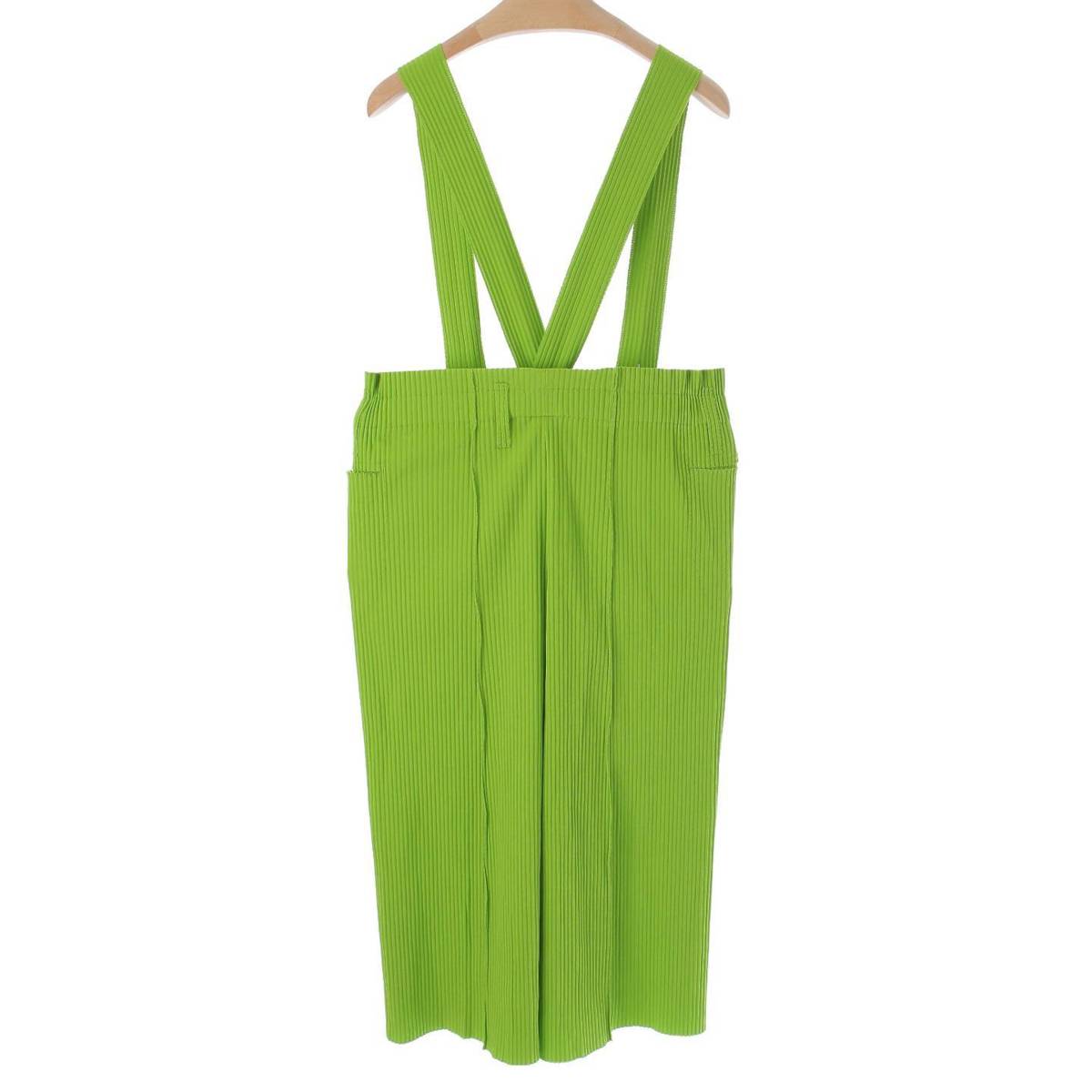 [me ISSEY MIYAKE] me ISSEY MIYAKE 24 years suspenders, waist belt, 2way Pleated pants, bottoms, light green, size 42 [Used] [Authenticated and guaranteed authentic] 209255