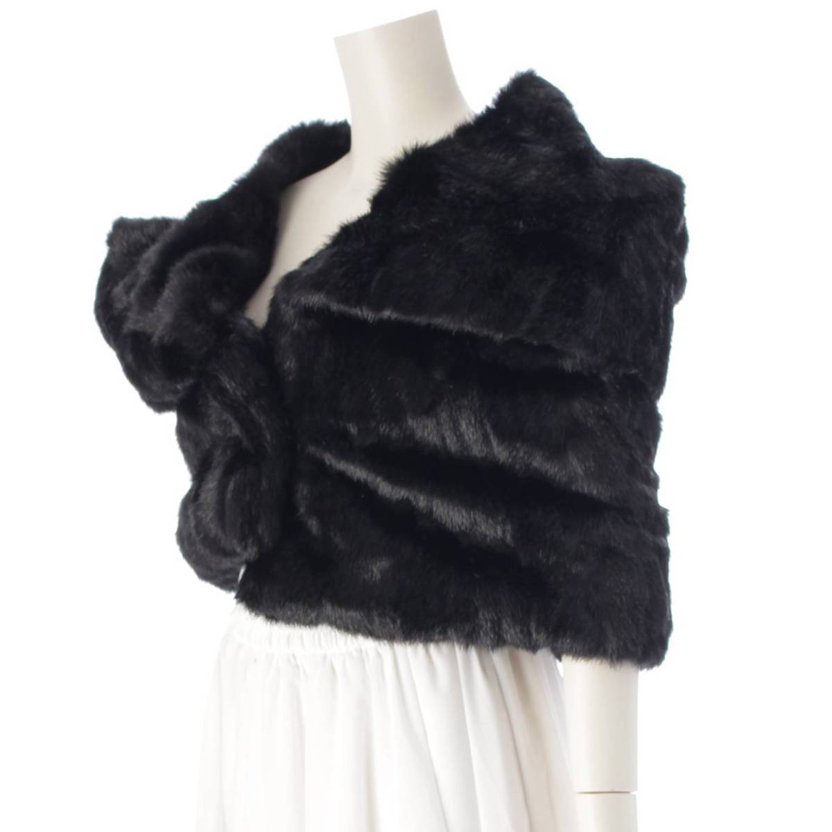 [Versace] Versace Eco-fur Cape Coat 1012013 Black 38 [Used] [Authenticated and Guaranteed Authentic] 209610