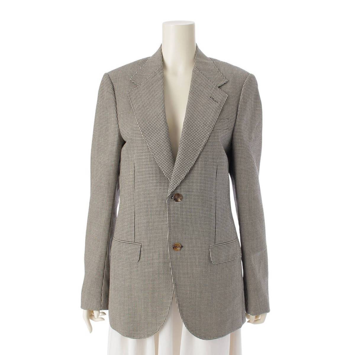 [Gucci] Gucci Harris Tweed All-over Silk Lining Houndstooth Tailored Jacket Gray 44R [Used] [Authenticated and Guaranteed Authentic] 209769