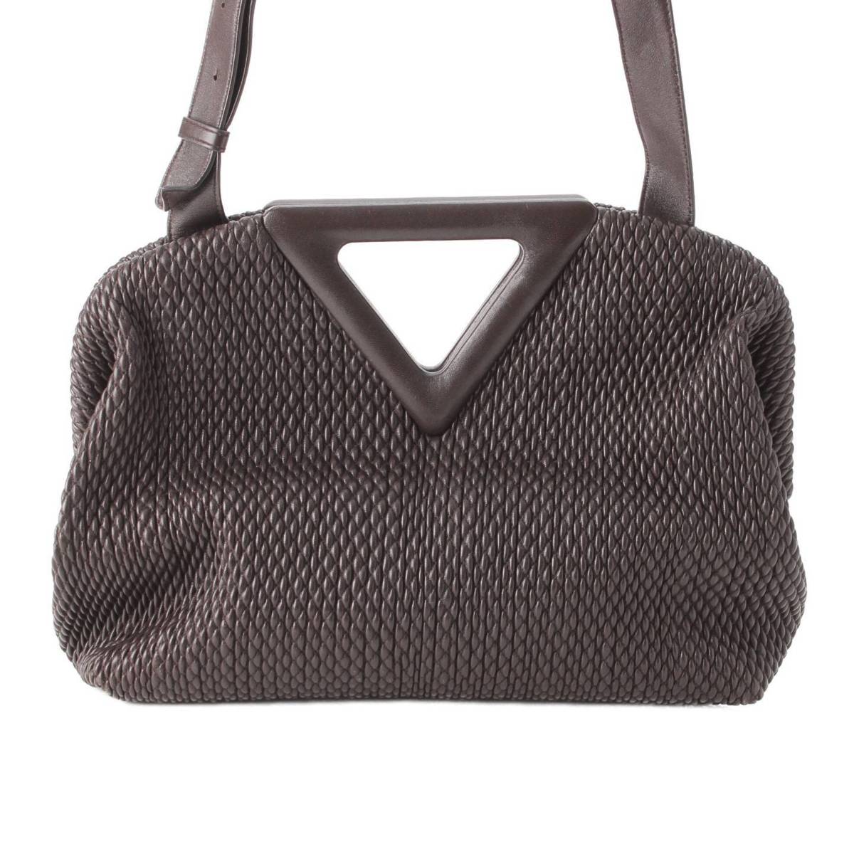 [Bottega Veneta] Bottega Veneta Medium Point Leather Handbag Shoulder Bag Brown [Used] [Authenticated and Guaranteed Authentic] 210012