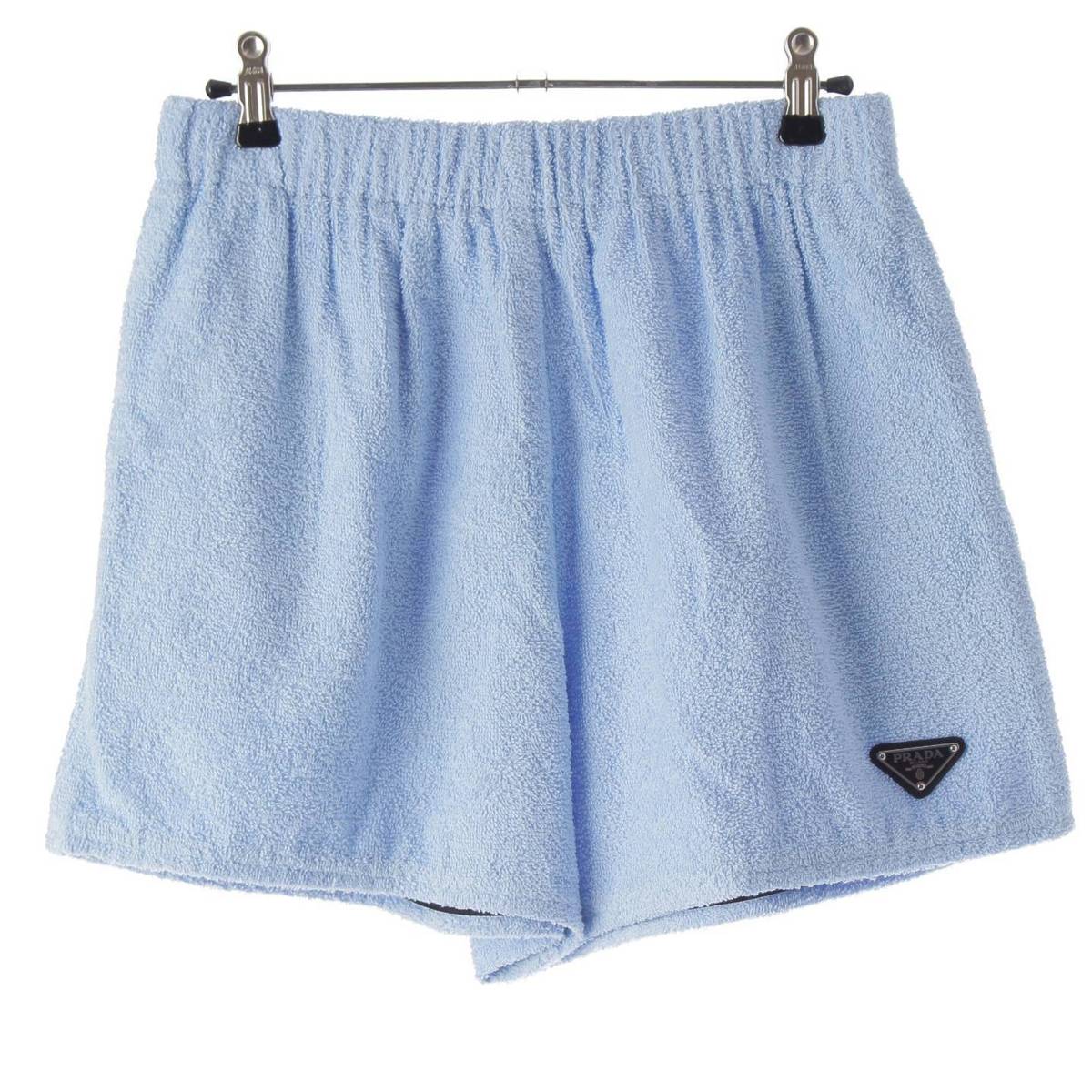 [PRADA] Prada 21 Terry Triangle Cotton With Logo Shorts Blue 42 [Used] [Authenticated and Guaranteed Authentic] 210057