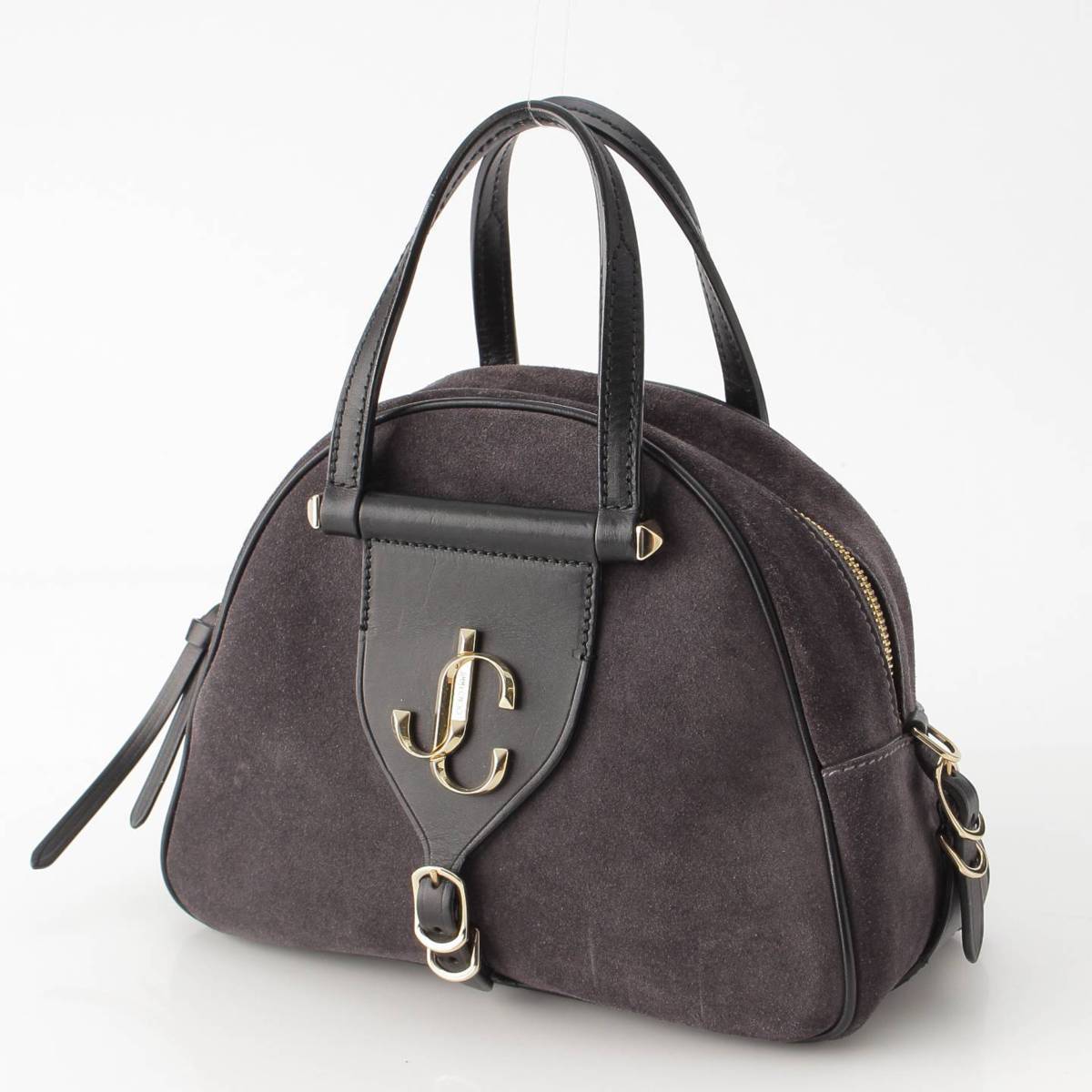 [Jimmy Choo] Jimmy Choo VARENNE JC Logo Bowling 2WAY Handbag Shoulder Bag Gray [Used] [Authenticated and Guaranteed Authentic] 210544