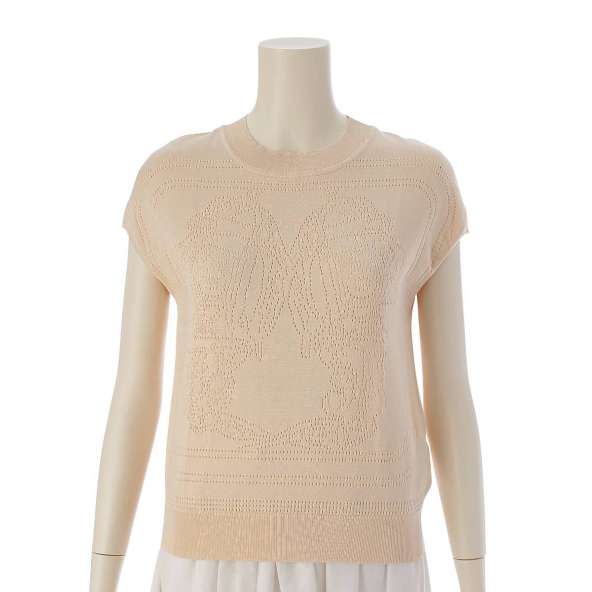[Hermes] Hermes 23 years Brid de Gala French Sleeve Silk Knit Sweater Ivory 34 [Used] [Authenticated and Guaranteed Authentic] 210675