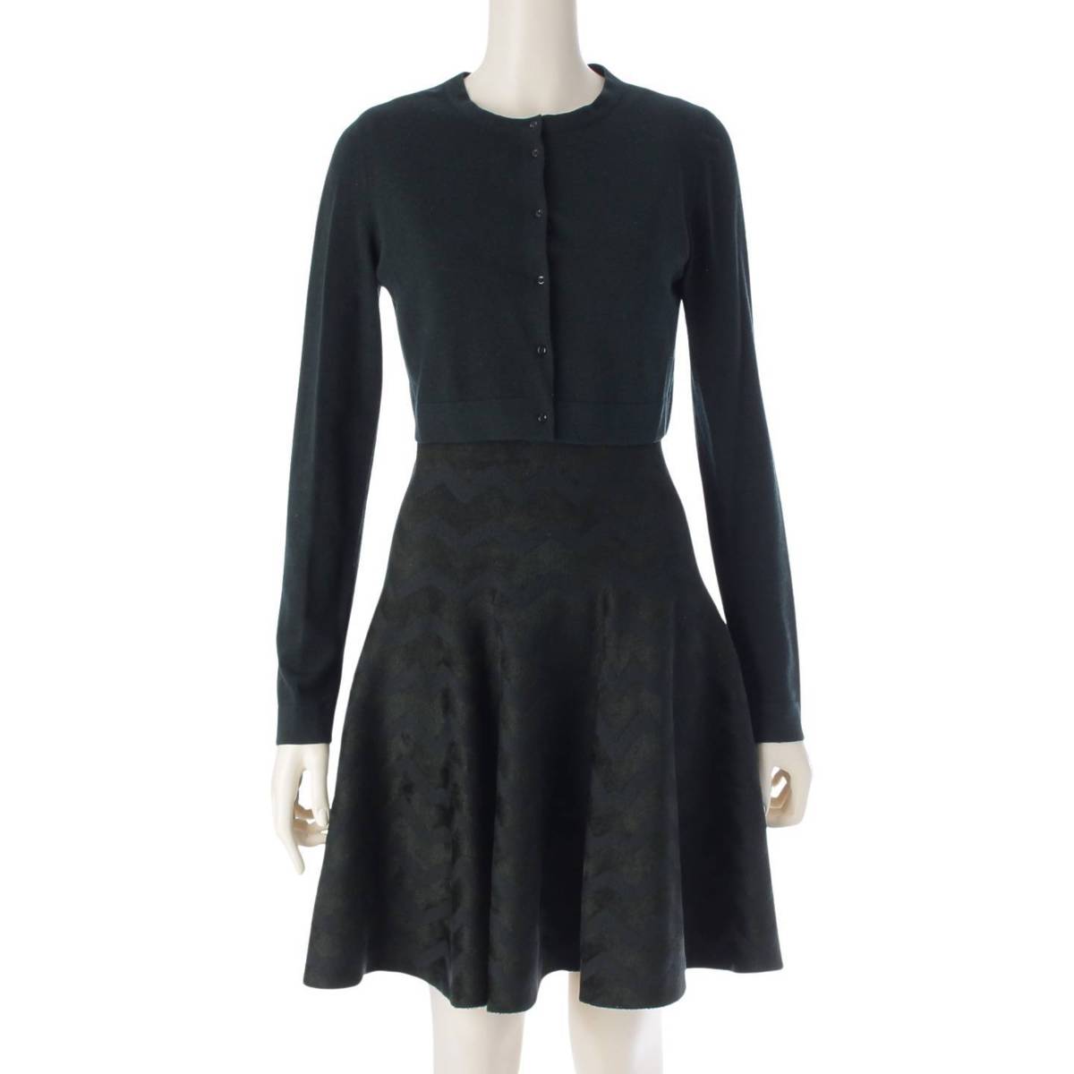 [Alaia] Alaia wool sleeveless dress and cardigan set, green, size 40 [Used] [Authenticated and guaranteed authentic] 210782