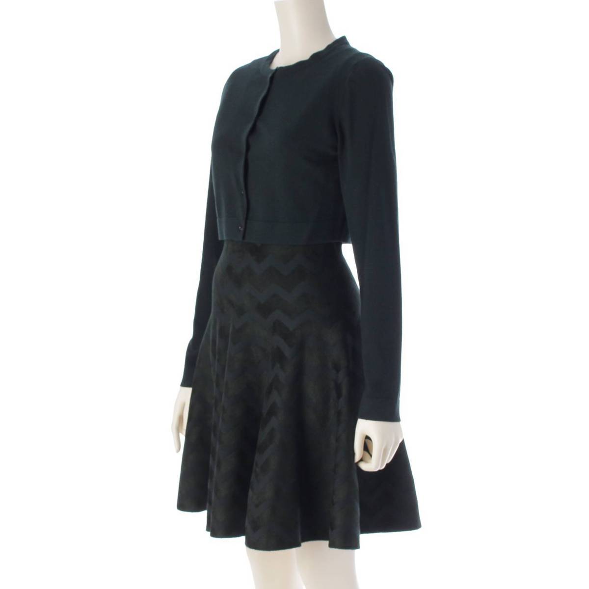 [Alaia] Alaia wool sleeveless dress and cardigan set, green, size 40 [Used] [Authenticated and guaranteed authentic] 210782