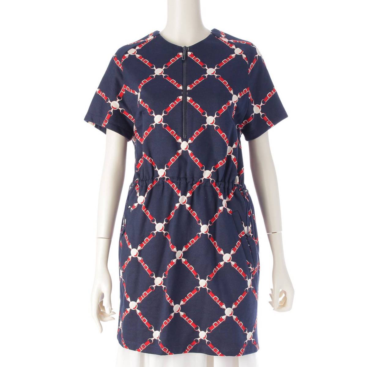 [Hermes] Hermes 22 Stainless Steel Grand tralala Grand tralala Half-zip dress Navy 34 Unused [Used] [Authenticated and genuine product guaranteed] 210844