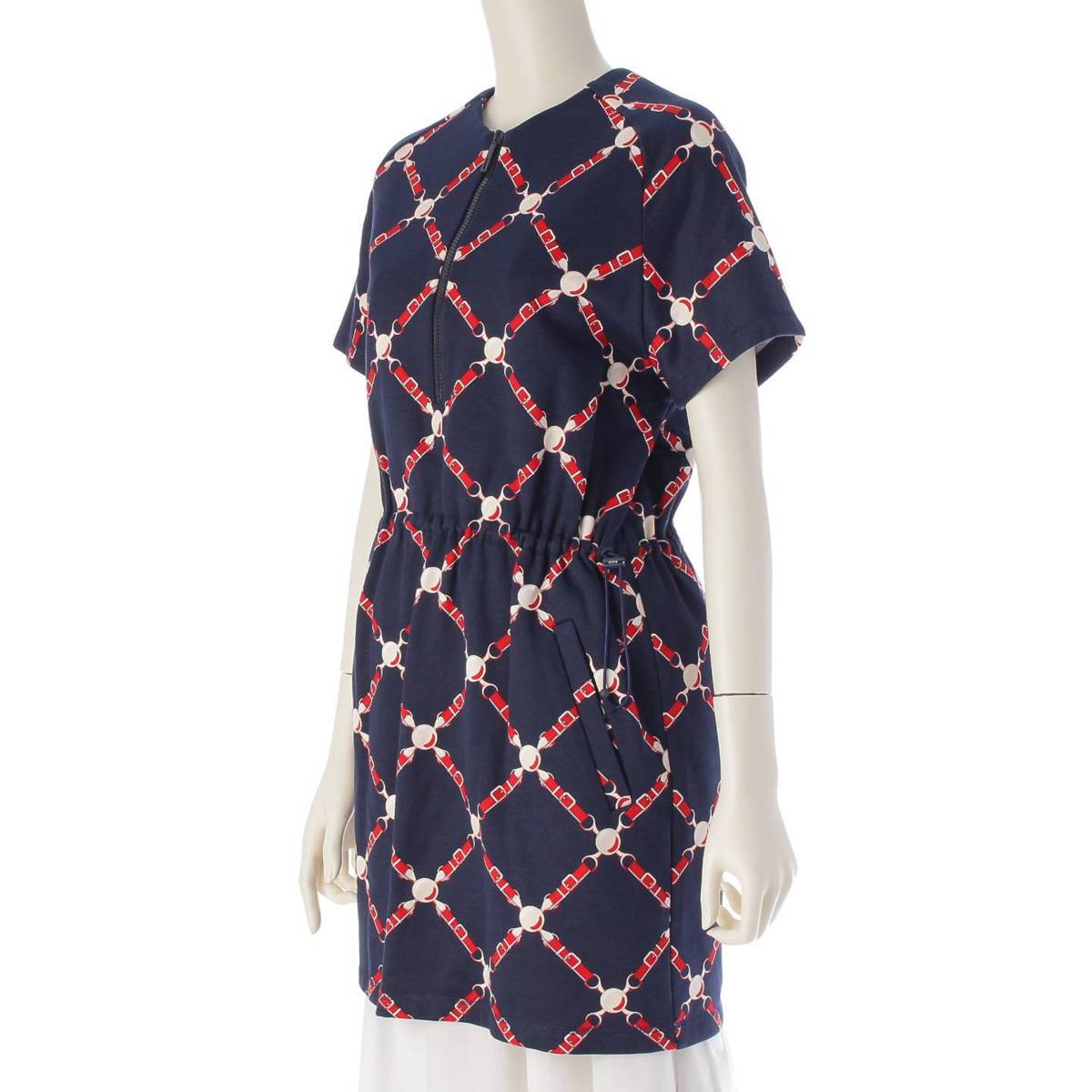 [Hermes] Hermes 22 Stainless Steel Grand tralala Grand tralala Half-zip dress Navy 34 Unused [Used] [Authenticated and genuine product guaranteed] 210844