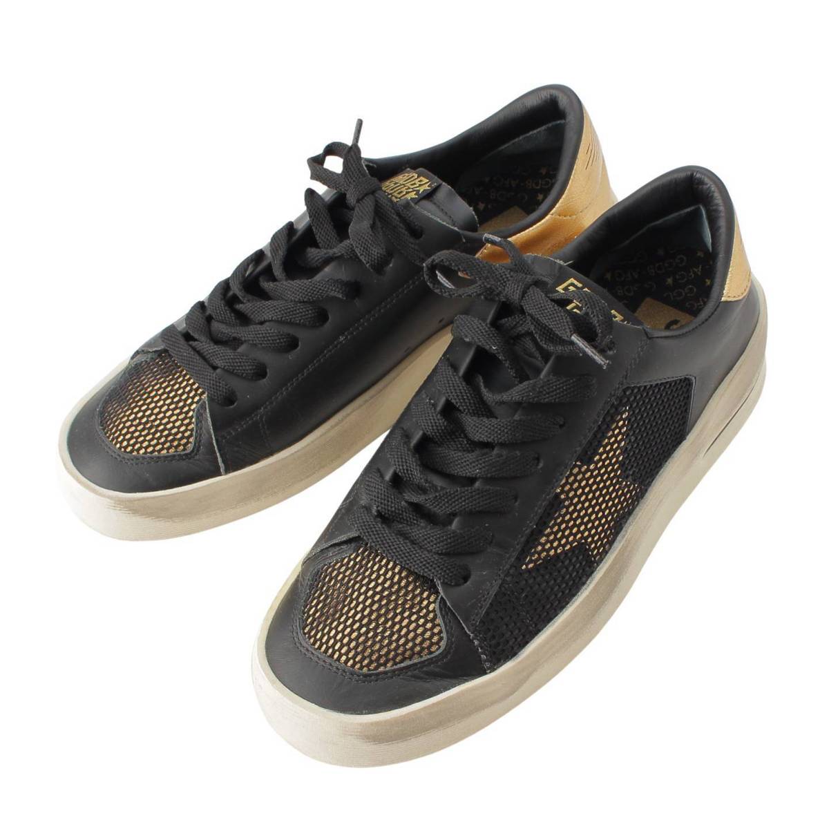 [Golden Goose] GOLDEN GOOSE STARDAN Leather Mesh Low Cut Sneakers Shoes Black 37 [Used] [Authenticated/Genuine Product Guaranteed] 211051