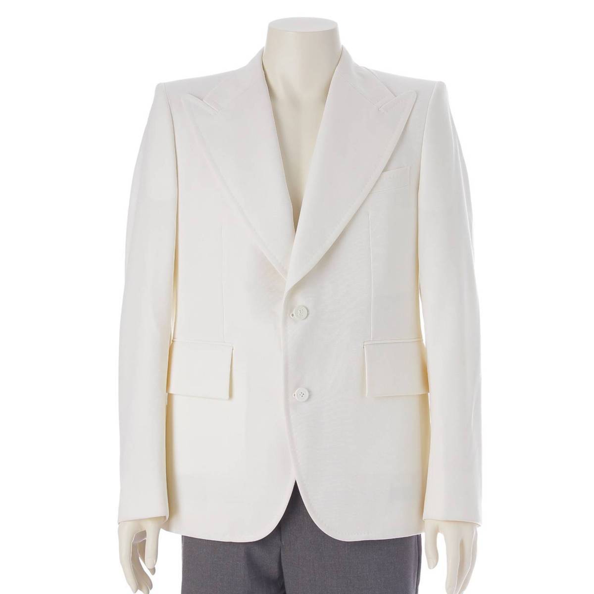 [Louis Vuitton] Louis Vuitton 21Stainless Steel Men's 70s Monogram Lined Shoulder Pad Tailored Jacket White 48 [Used] [Authenticated and Guaranteed Authentic] 211088