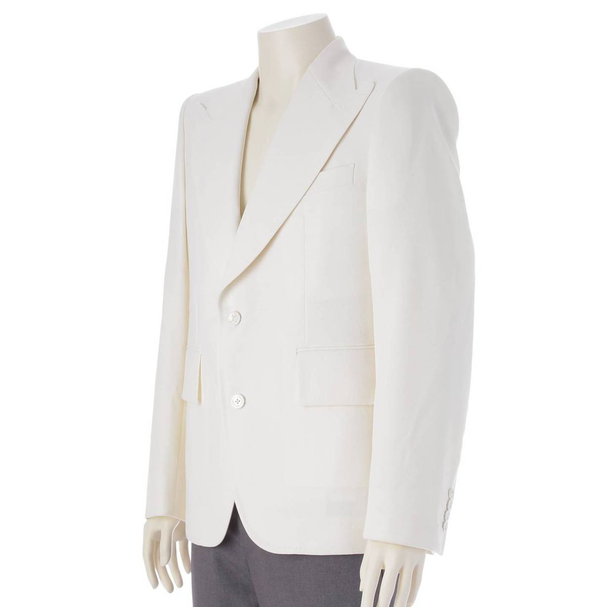 [Louis Vuitton] Louis Vuitton 21Stainless Steel Men's 70s Monogram Lined Shoulder Pad Tailored Jacket White 48 [Used] [Authenticated and Guaranteed Authentic] 211088