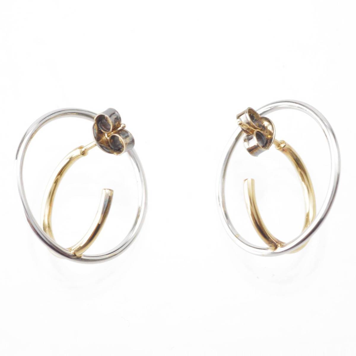 [Sonota] Charlotte Chesnais 2-row hoop Pierce Earring SV925 Silver x Gold 1.5g [Used] [Authenticated and Guaranteed Authentic] 211307