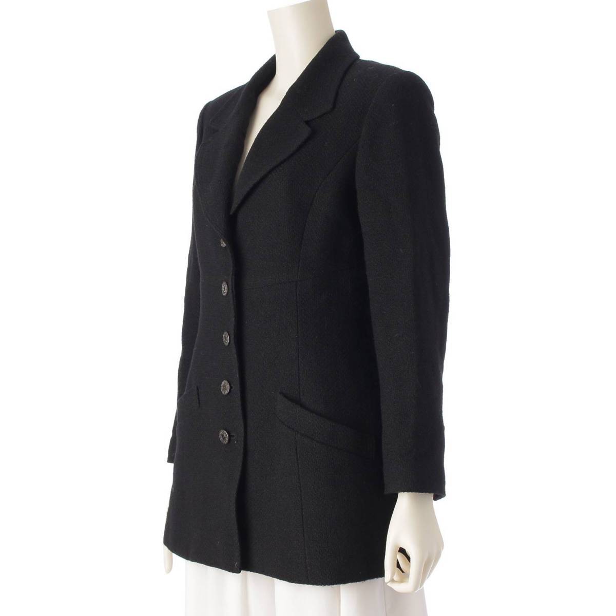 [Chanel] Chanel 97A Wool Chain Vintage COCO Mark Button Jacket P09284 Black 40 [Used] [Authenticated and Guaranteed Authentic] 211320