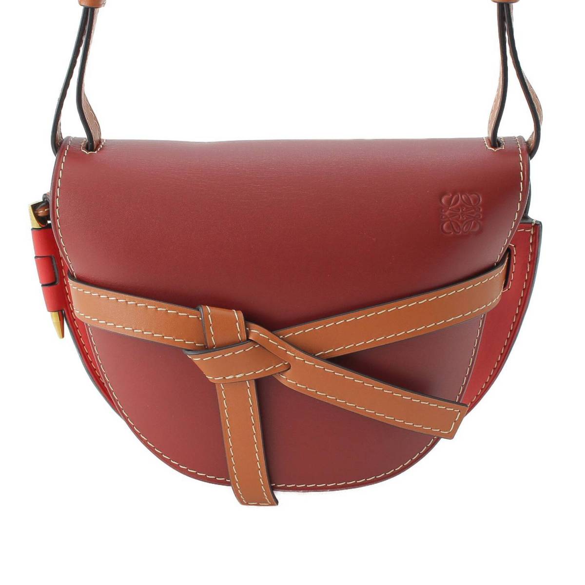 [Loewe] Loewe Gate Bag Small Leather Shoulder Bag 321.54.T20 Brown x Red [Used] [Authenticated and Guaranteed Authentic] 211372