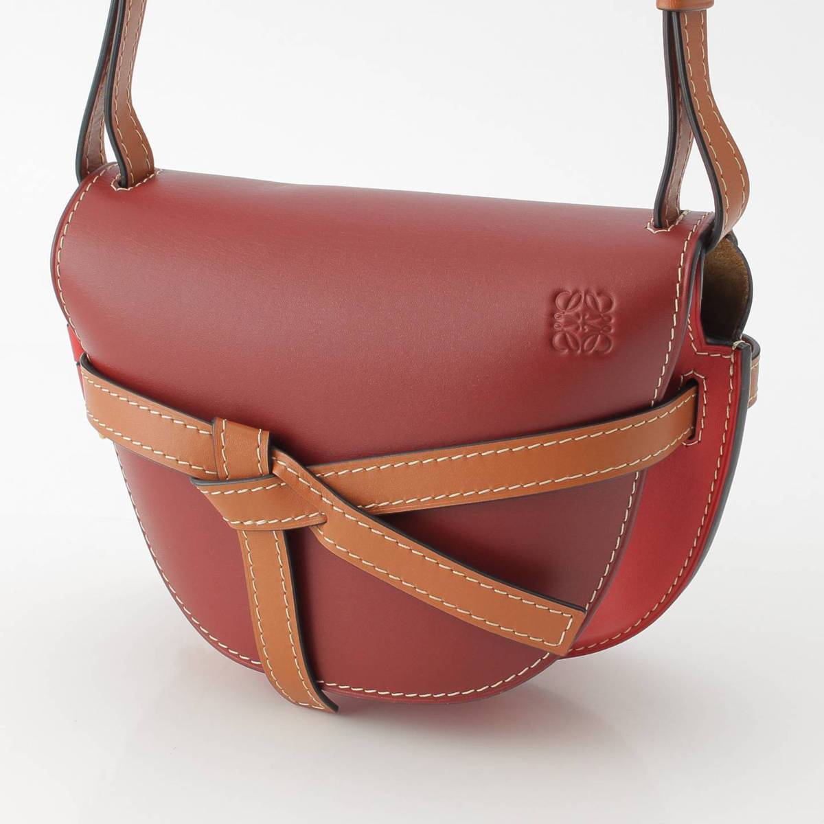 [Loewe] Loewe Gate Bag Small Leather Shoulder Bag 321.54.T20 Brown x Red [Used] [Authenticated and Guaranteed Authentic] 211372