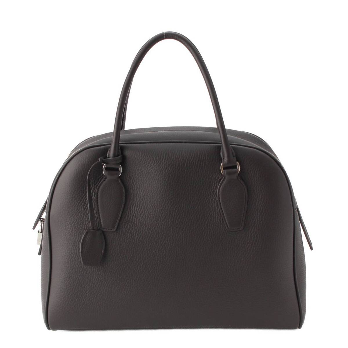 THE ROW India 12.00 leather Boston Handbag W1595 Dark brown