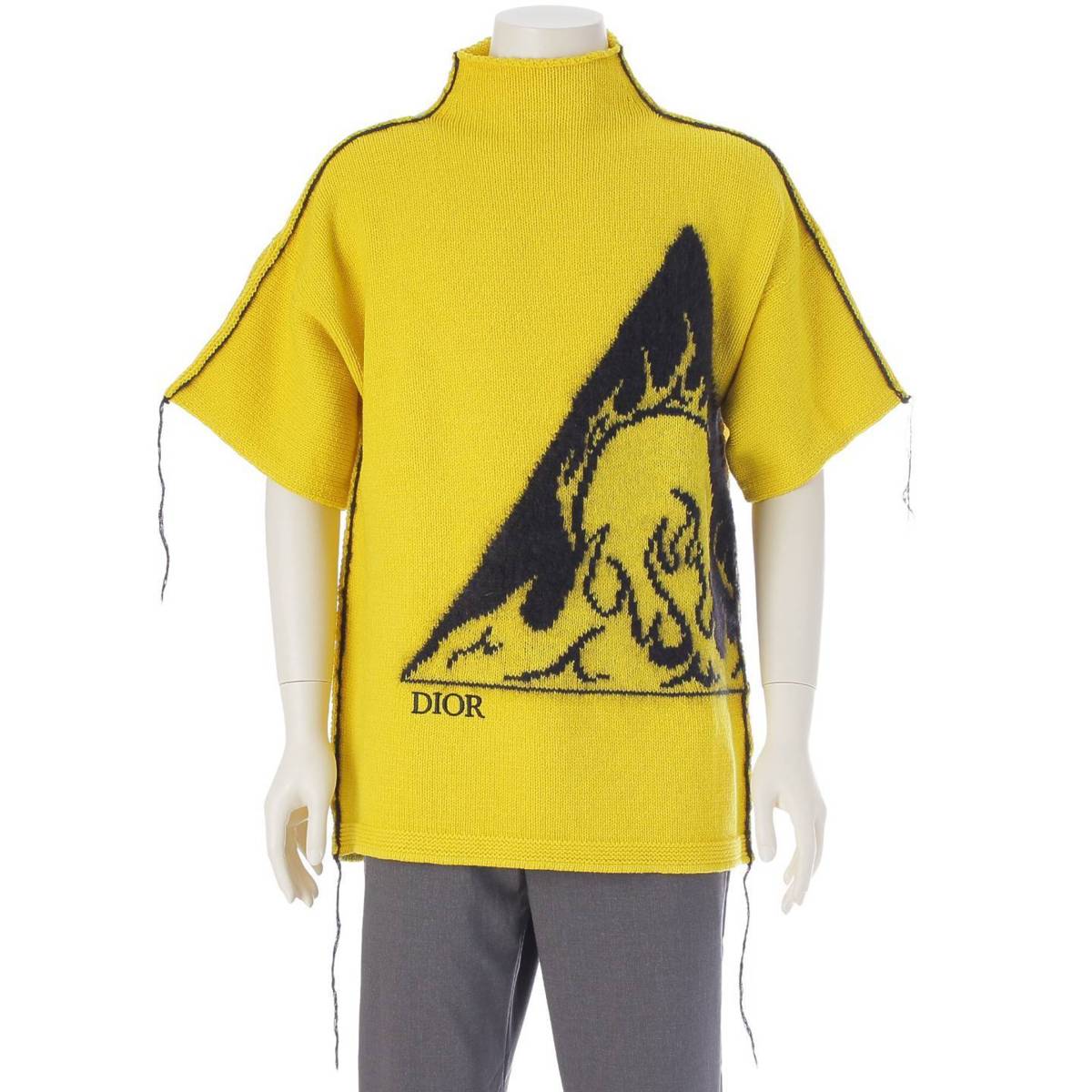 [Dior] DIOR 23AW Men's Wool Mohair Knit Sweater Short Sleeve Top 393M672AT612 Yellow S [Used] [Authenticated and Guaranteed Authentic] 211521