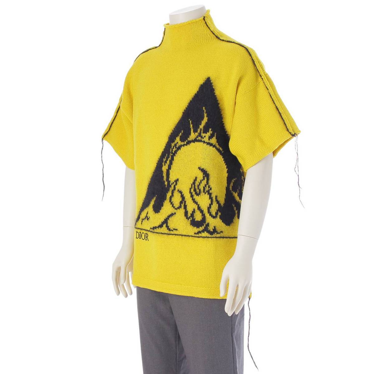 [Dior] DIOR 23AW Men's Wool Mohair Knit Sweater Short Sleeve Top 393M672AT612 Yellow S [Used] [Authenticated and Guaranteed Authentic] 211521