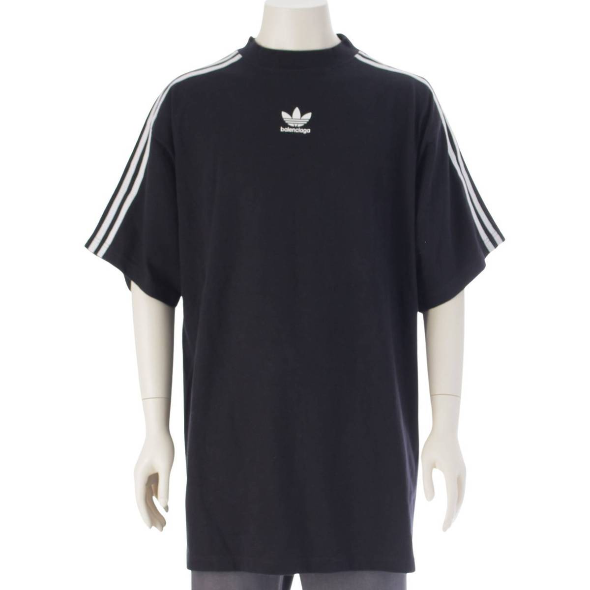 [Balenciaga] Balenciaga Adidas 22AW Men's Logo Print Short Sleeve T-Shirt Top 739101 Black 2 [Used] [Authenticated and Guaranteed Authentic] 211926