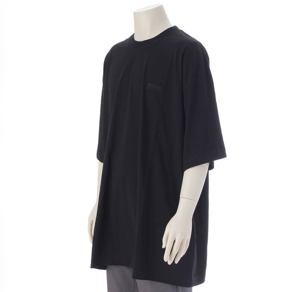 [Vetements] VETEMENTS Men's TONAL LOGO Oversized T-shirt Short Sleeve UE54TR110B Black L [Used] [Authenticated/Genuine Product Guaranteed] 211927