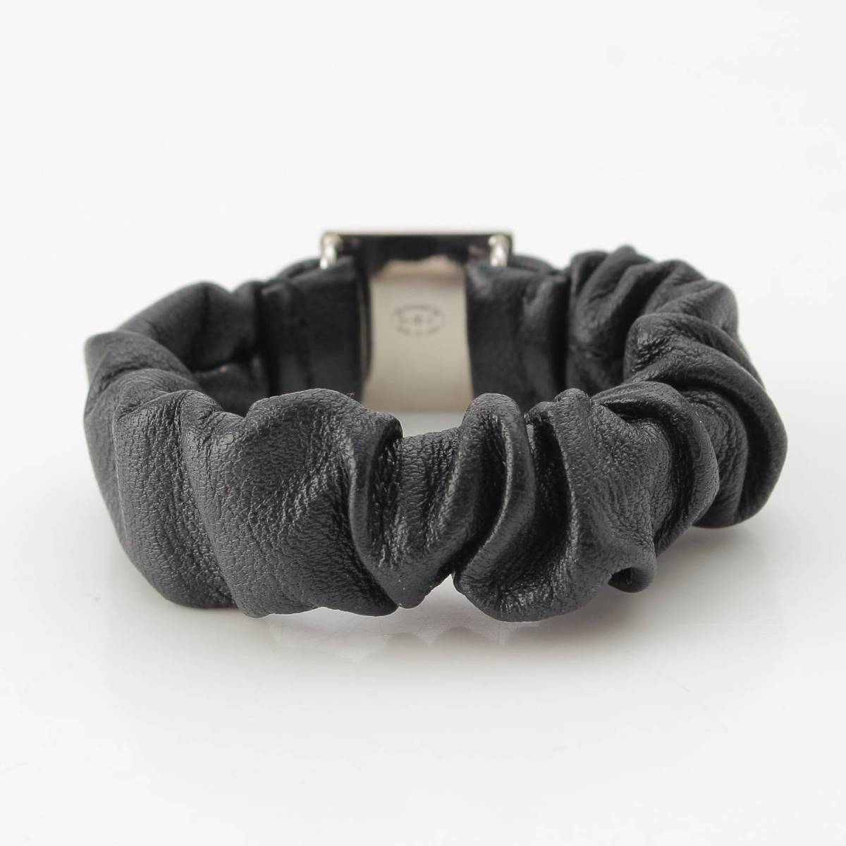 [Chanel] Chanel B21B COCO Mark Lambskin Scrunchie Hair Tie AB6832 Black x Silver x Yellow [Used] [Authenticated and Guaranteed Authentic] 212024