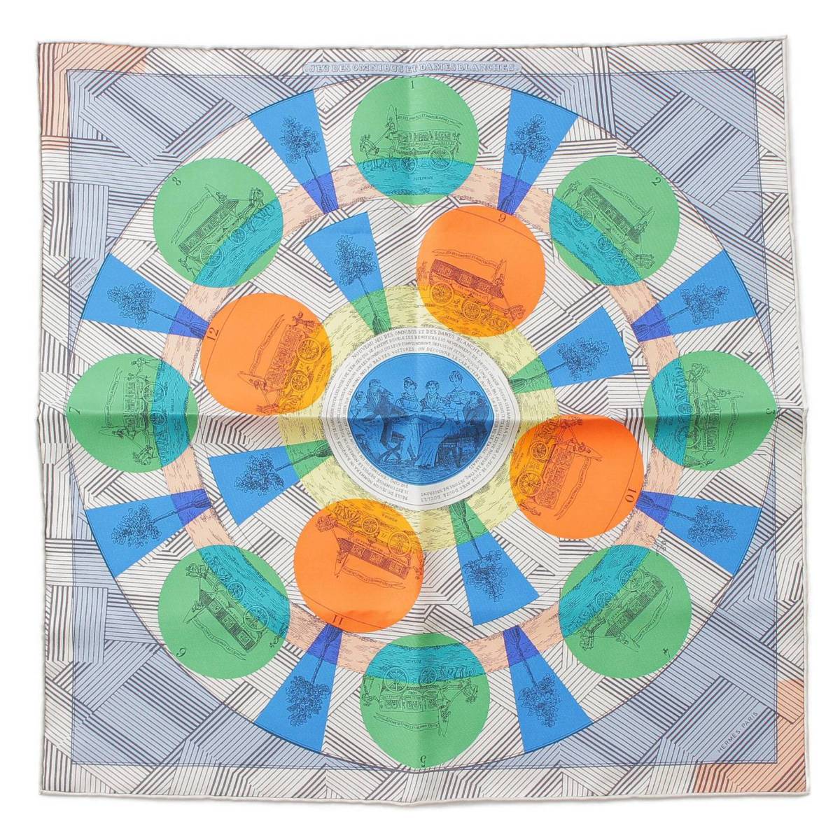 [Hermes] Hermes Carré 45 Silk Scarf Omnibus and White Lady Game Multicolor [Used] [Authenticated and Guaranteed Authentic] 212039