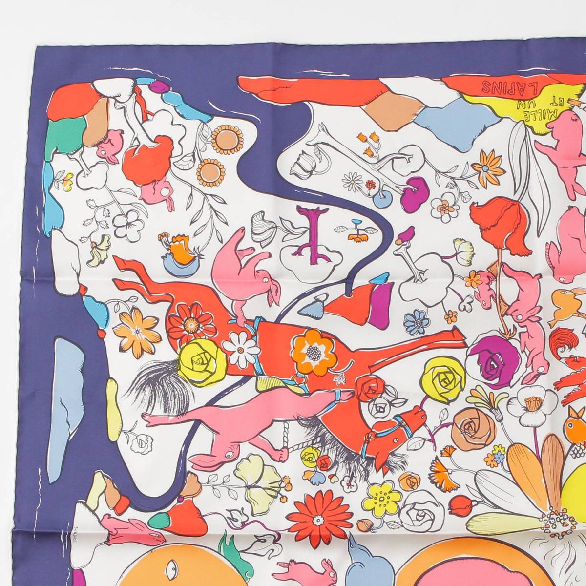 [Hermes] Hermes Carré 90 Silk Scarf Mille et Un Lapins Thousand and One Rabbits Multicolor [Used] [Authenticated and Guaranteed Authentic] 212041