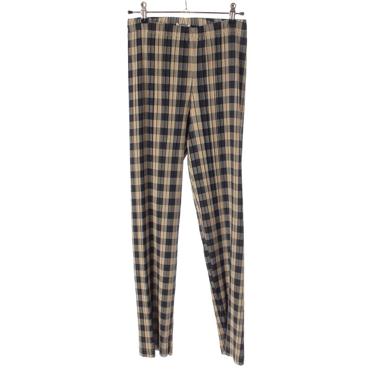 Issey Miyake Pleated Check Pants Bottoms IM84FF914 Beige x Black M [Used] [Authentic Product Guaranteed]