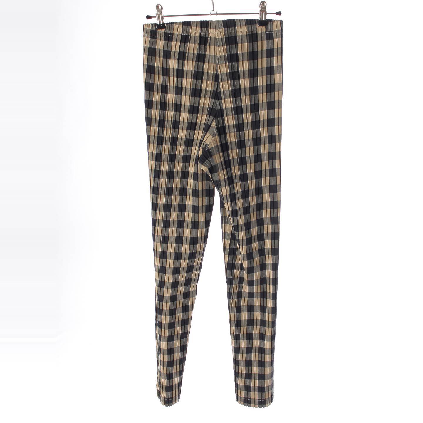 Issey Miyake Pleated Check Pants Bottoms IM84FF914 Beige x Black M [Used] [Authentic Product Guaranteed]