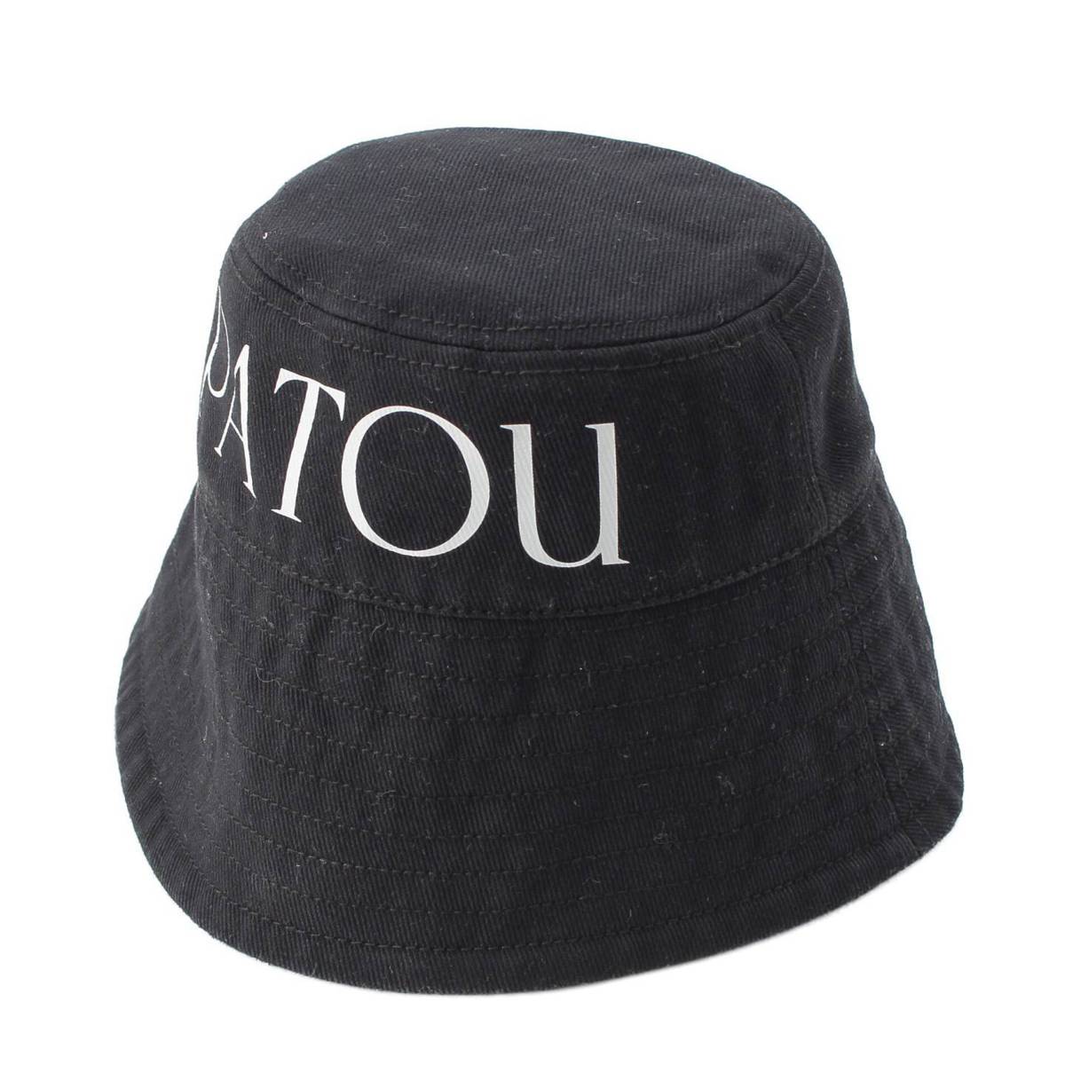 [Sonota] Patou Logo Print Canvas Bucket Hat, Black x White, XS-S, [Used] [Authenticated and Guaranteed Authentic] 212134