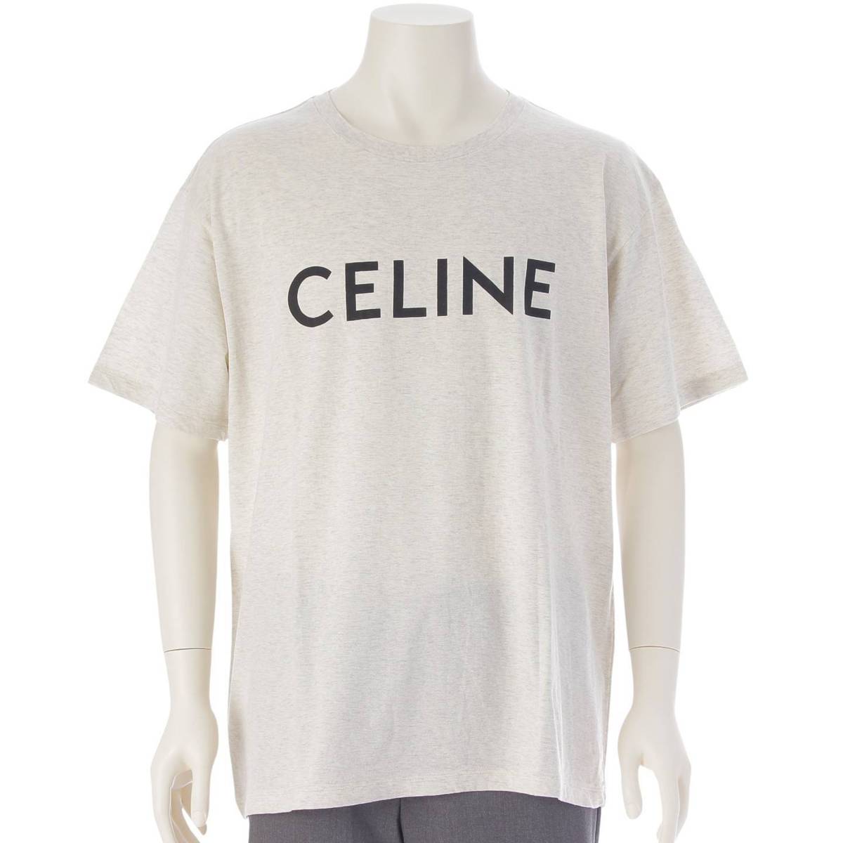 [Celine] Celine Men's Logo Screen Print Loose T-Shirt Top 2X681657 Beige L [Used] [Authenticated and Guaranteed Authentic] 212179