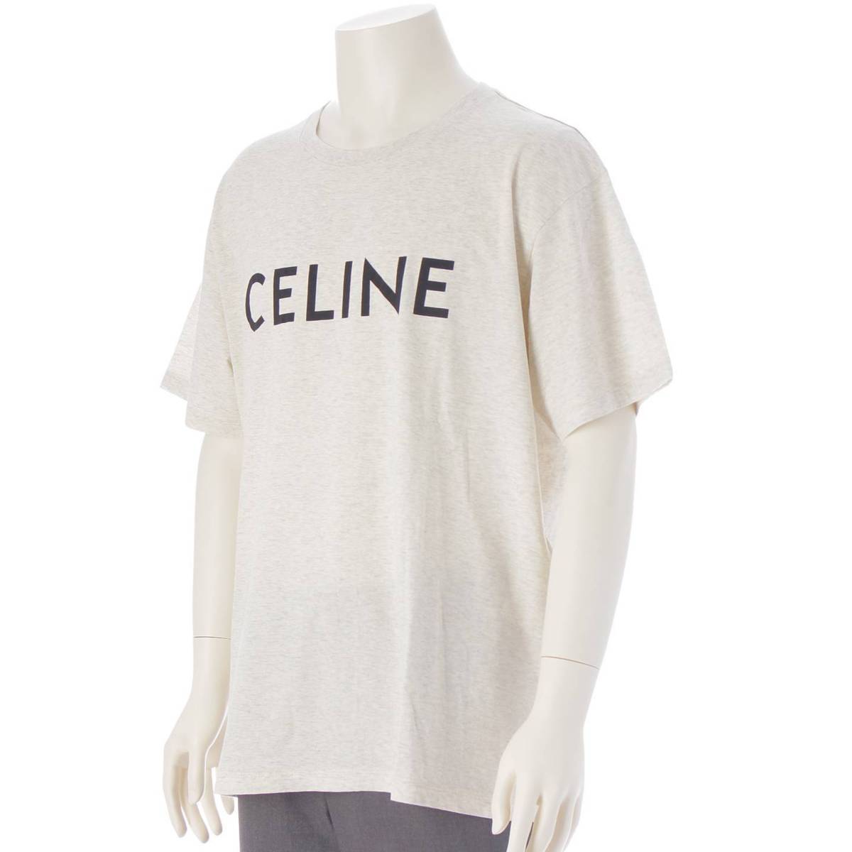 [Celine] Celine Men's Logo Screen Print Loose T-Shirt Top 2X681657 Beige L [Used] [Authenticated and Guaranteed Authentic] 212179
