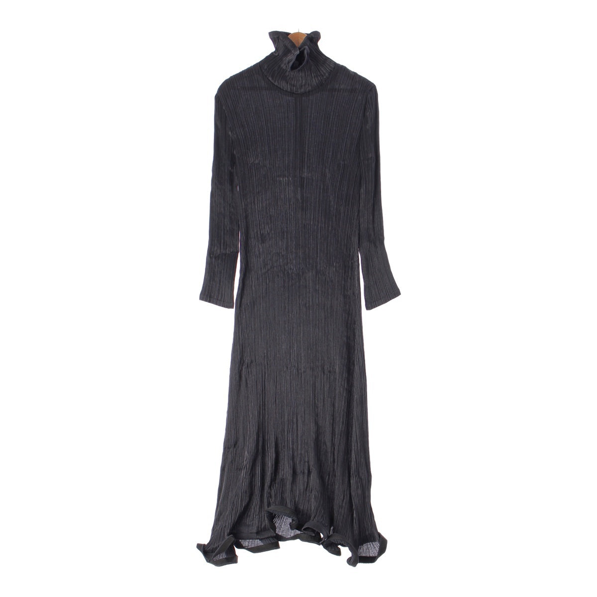 Issey Miyake Pleated High Neck Modified Long Dress IM71-FH918 Black M