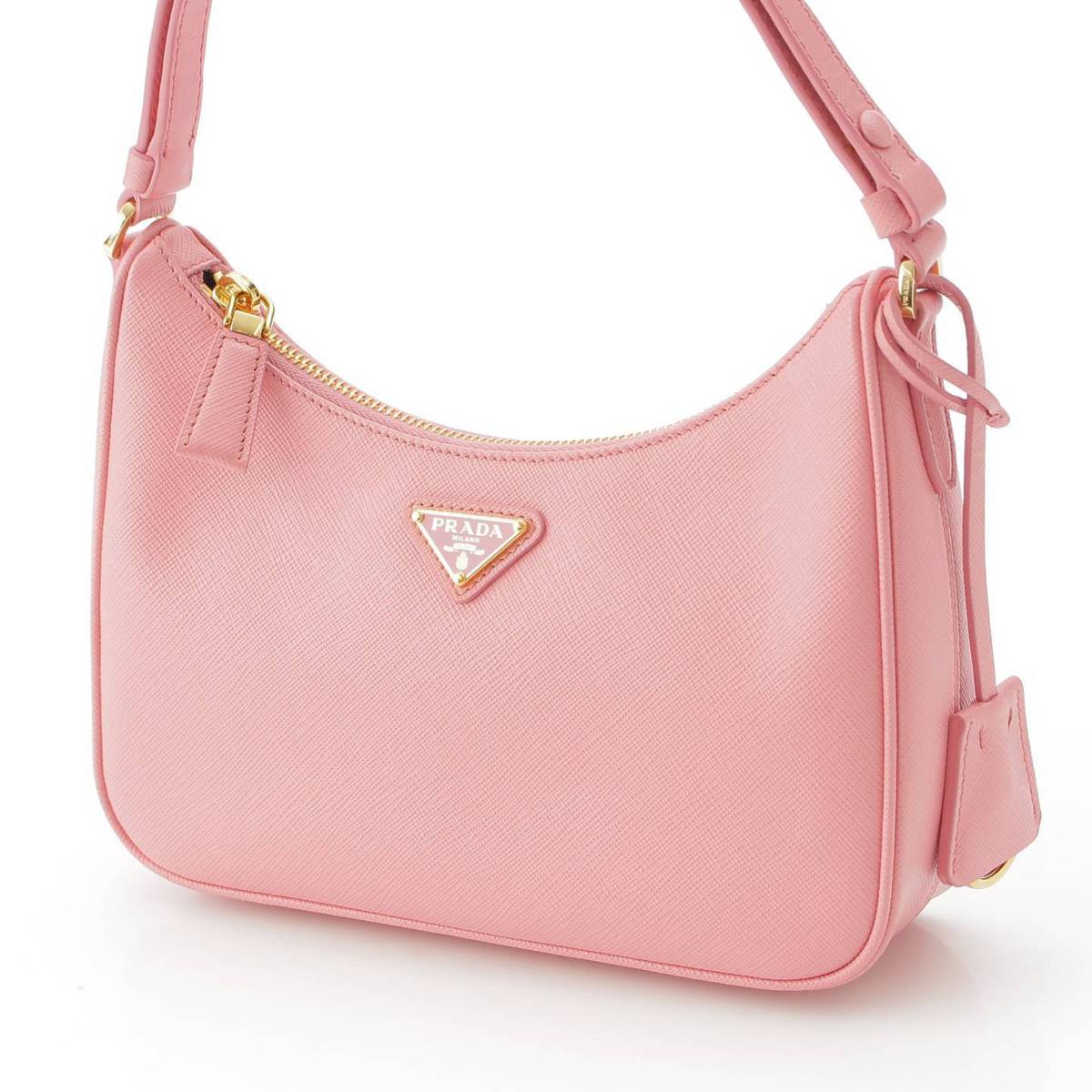 [PRADA] Prada Triangle Logo Saffiano Leather Mini One Shoulder Bag 1BC204 Pink [Used] [Authenticated and Guaranteed Authentic] 212328