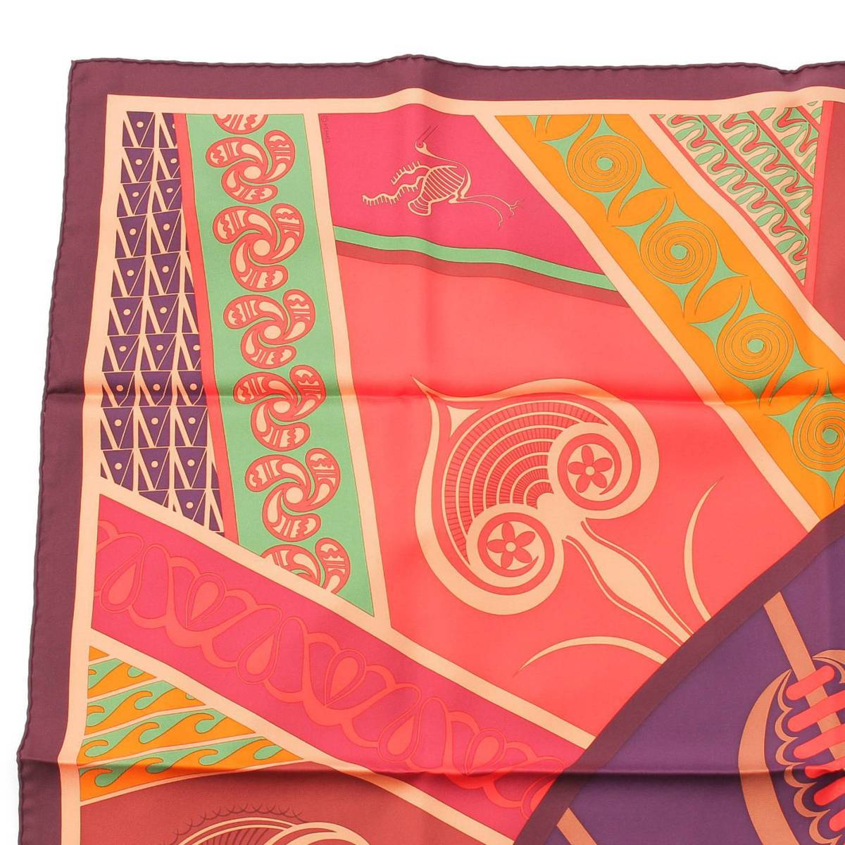 [Hermes] Hermes Carré 90 GEOMETRIE CRETOISE Cretan Geometry Silk Scarf Purple [Used] [Authenticated and Guaranteed Authentic] 212415