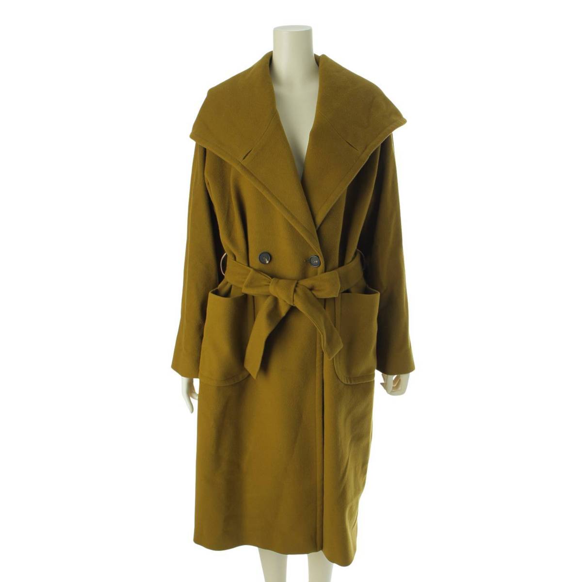 [TAGLIATORE] TAGLIATORE DAISY wool cashmere double button hoodie with belt long coat khaki 42 [Used] [Authenticated and genuine product guaranteed] 212452