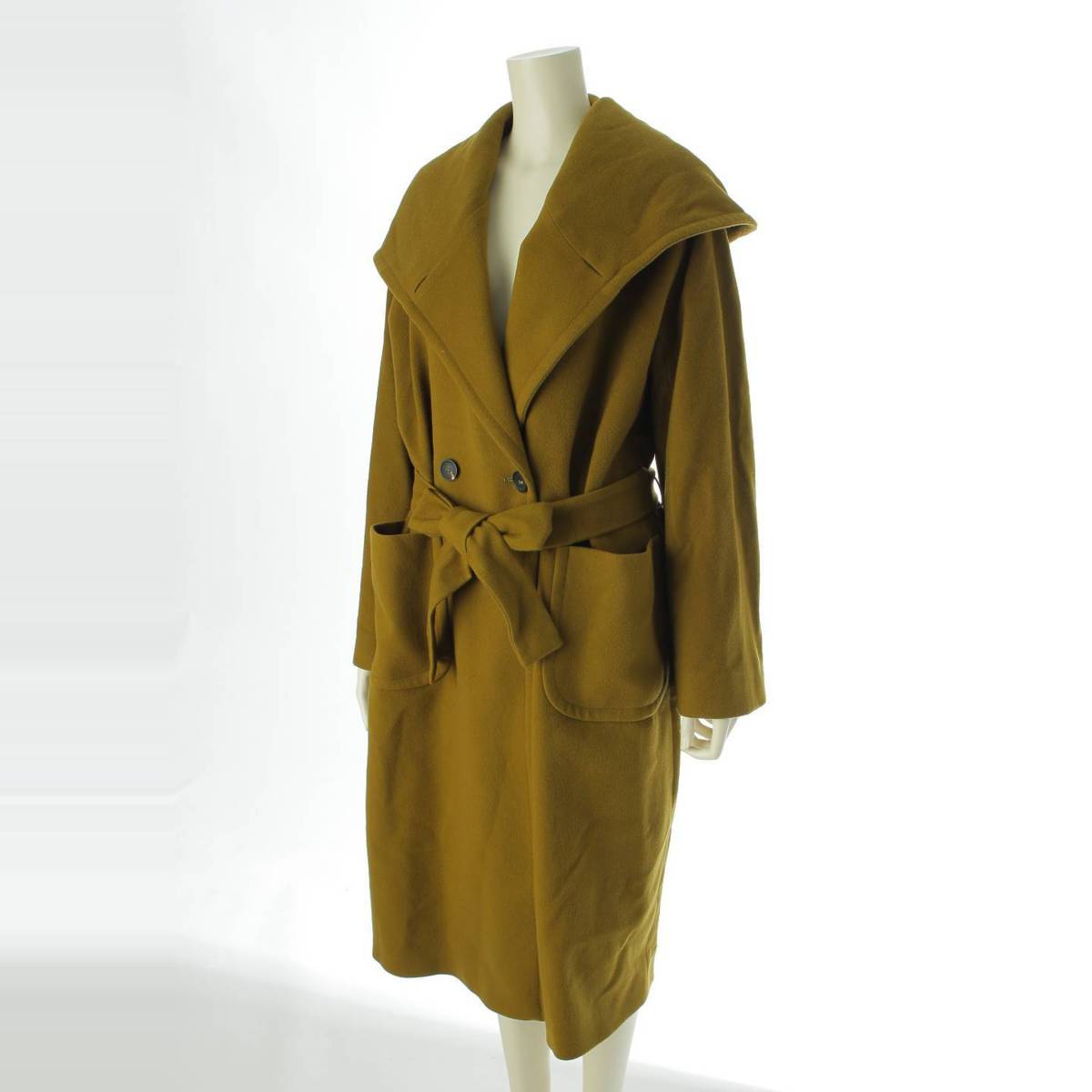 [TAGLIATORE] TAGLIATORE DAISY wool cashmere double button hoodie with belt long coat khaki 42 [Used] [Authenticated and genuine product guaranteed] 212452